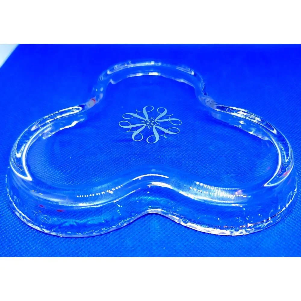 Vintage Avon Clover Shaped Clear Dish Etched Center Design Pinched Ruffled Rim